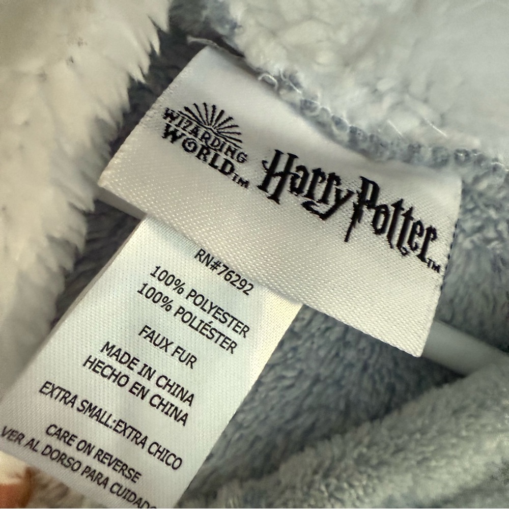Wizarding World Of Harry Potter Size S Blue Gray Cozy Fleece Hooded Nightgown - Picture 3 of 7